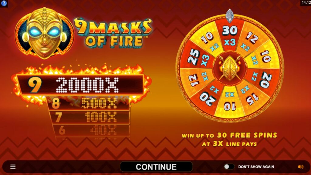 9Maskoffire free spins wheel